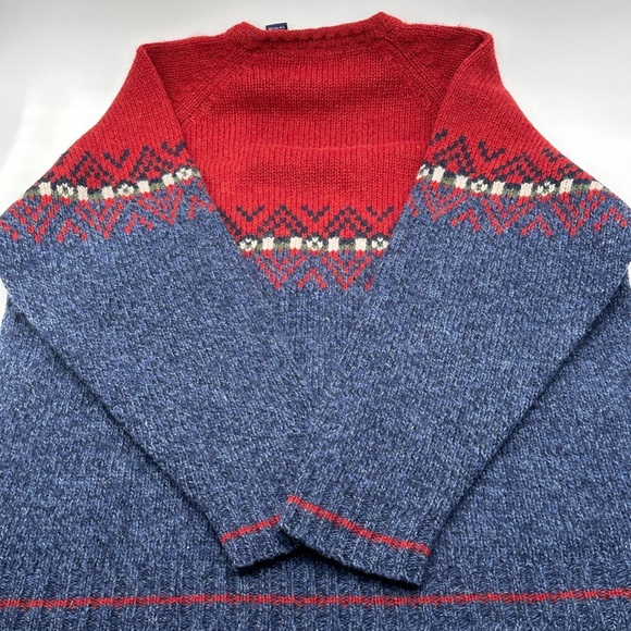 VTG 90s Structure Sweater Mens M Pullover Ski  100% Wool Geometic  Design Baggy - Picture 7 of 7